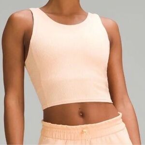 Lululemon Ribbed Soft Stream Cropped Tank - Peach Bellini
